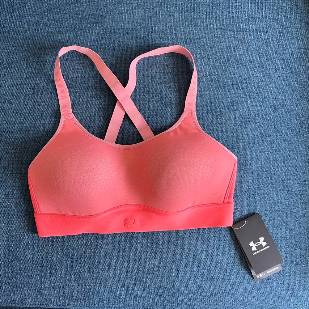 *NWT* Under Armour Women’s Infinity Mid Padded Sports Bra Pink Clay Size M